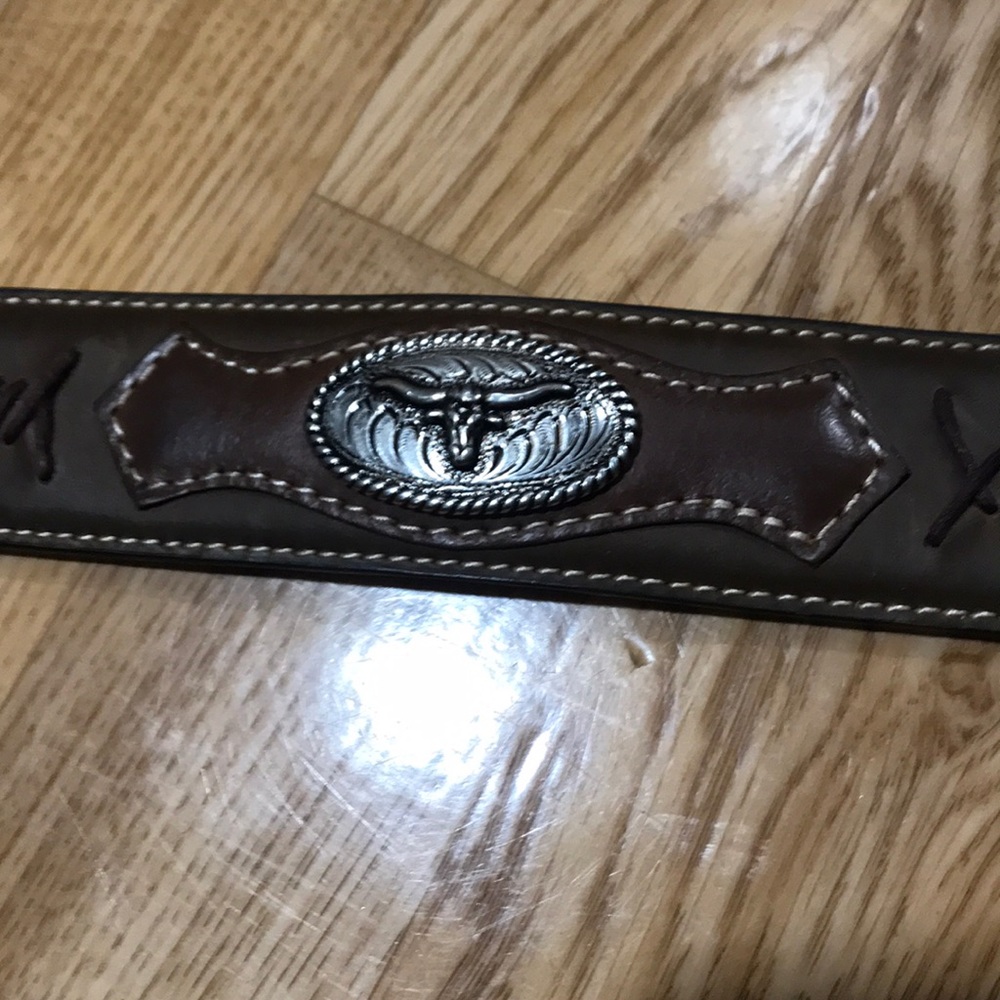 Leather barbed wire western belt size 36